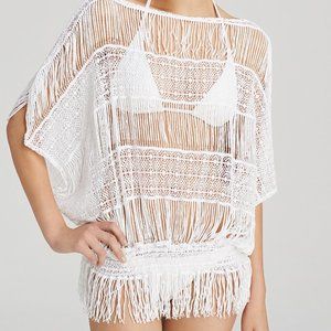 NWT Trina Turk Lace Crochet bikini swim Cover Up Tunic White